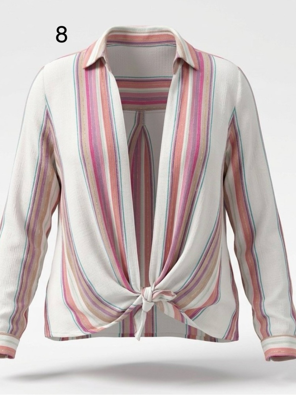 Striped Tie-Front Women’s Shirt - Pink Multi
